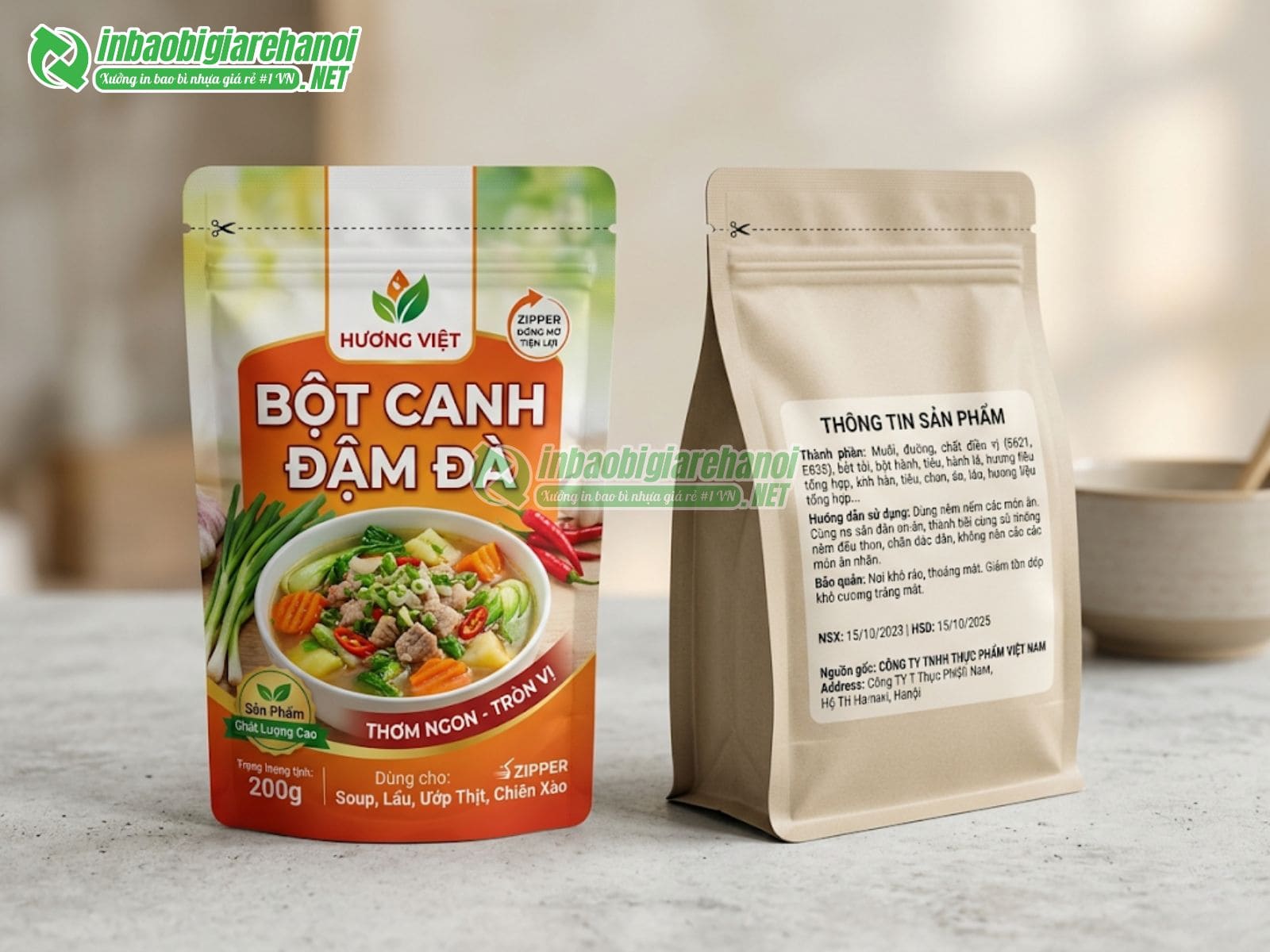 Ưu điểm nổi bật khi in bao bì đựng bột canh đẹp