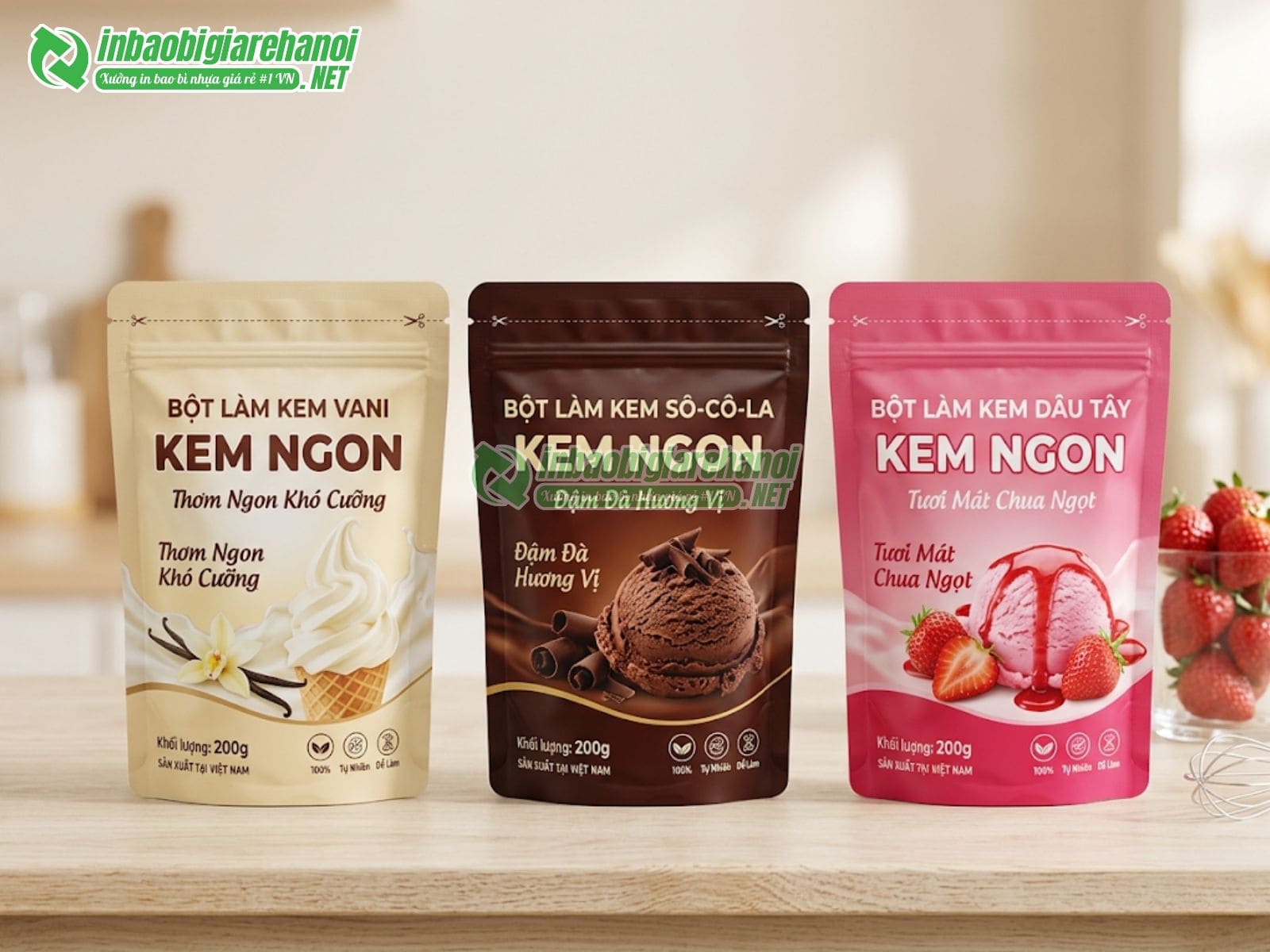 Tầm quan trọng của bao bì khi đựng bột làm kem