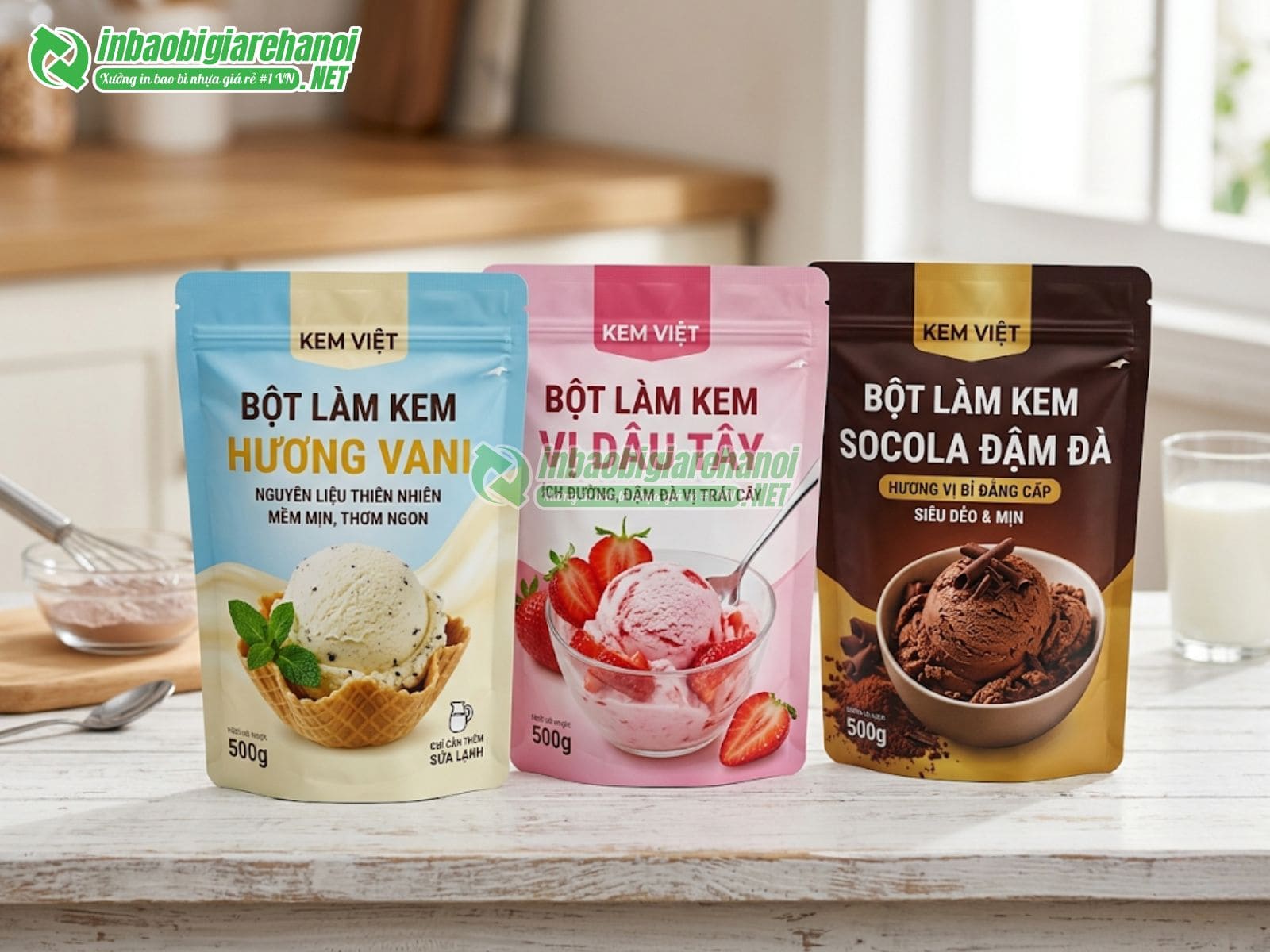 In bao bì đựng bột làm kem giá sỉ