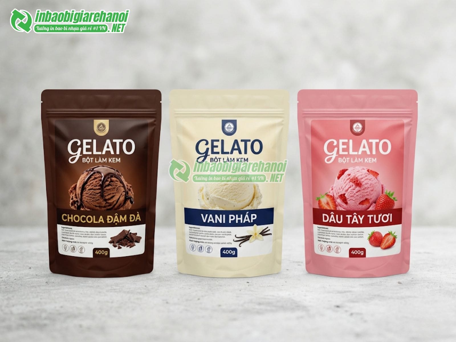 Xưởng sản xuất bao bì bột làm kem in ấn thiết kế đẹp