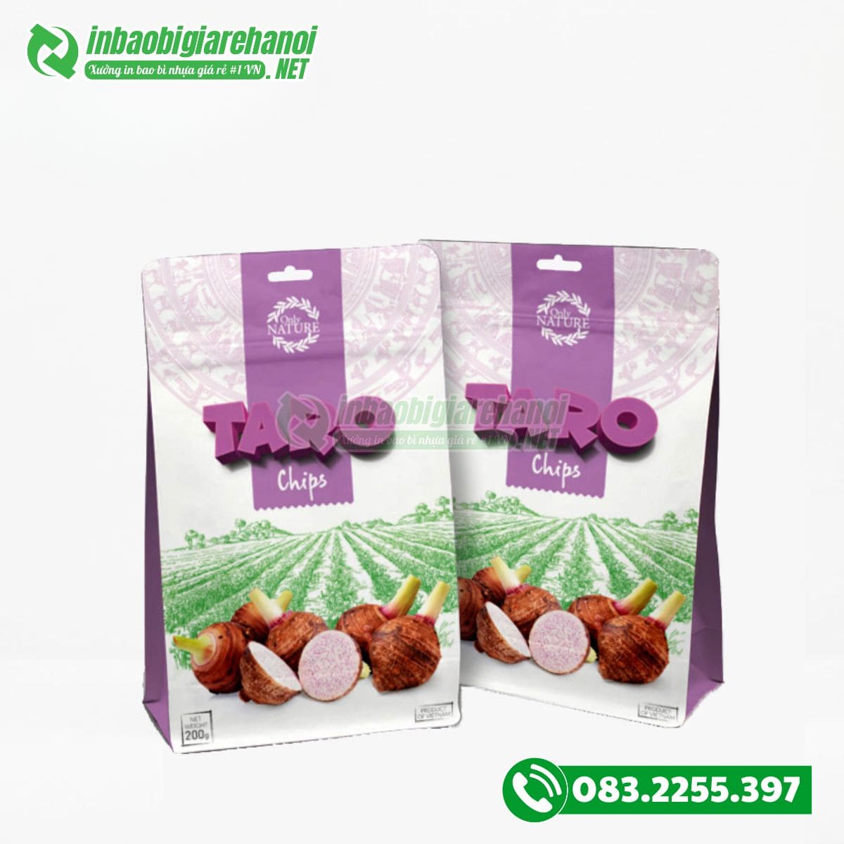 Túi zip đáy vuông đựng khoai môn sấy