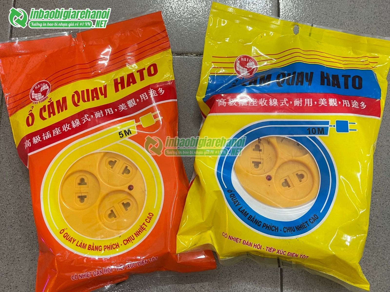 Bao bì đựng ổ cắm điện với chất liệu PET/PE