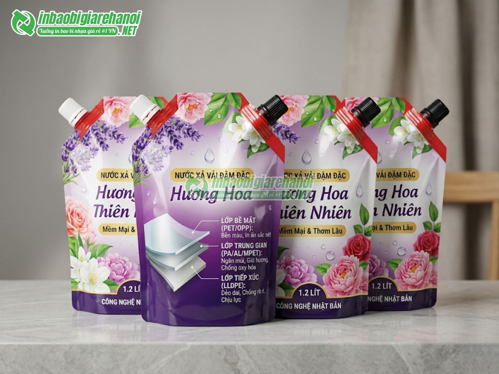 In ấn bao bì đựng nước xả, nước giặt